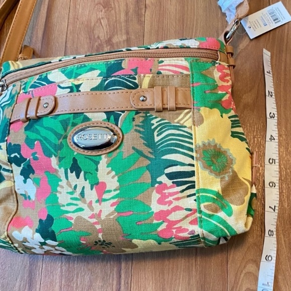 New Rosetti Green Yellow Tropical Bliss Triple Play Carly Mini Crossbody Bag - Picture 14 of 16